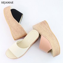세자매 가벼운 여성통굽샌들 슬리퍼 9cm 키높이샌들 통굽슬리퍼