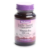 블루보넷 비타민 B12 5000mcg 내추럴 라즈베리 츄어블 타블렛 비건 글루텐 프리30개입 1개