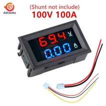 정밀계측기 DC 100V 10A 50A 전압계 전류계 자동차 오토바이용 듀얼 디스플레이 패널 앰프 볼트 모니터 미, 08 Red Blue 100A