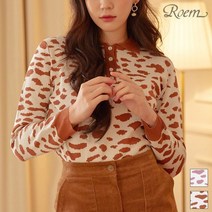 (RMKA94VY12) 로엠 (BYROEM) 카라 레오파드 니트 RMKA94VY12