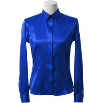 패션올리고 WDS200335-여성용 솔리드 공단스판 셔츠 실크셔츠