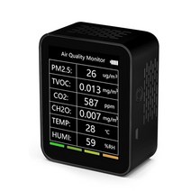 Tuya-6 인 1 지능형 대기질 감지기 PM2.5 TVOC CO2 온도 다기능, 한개옵션1, 01 No Wifi Black