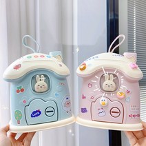 하우스 토끼저금통 DIY 동전 지폐 어린이 금고 저금통 선물 스티커 파츠포함, 핑크