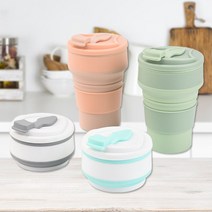 접이식 실리콘 텀블러 500ml 운동 캠핑용 포켓 개인컵 주방용품 사무실 커피 보틀, 그린