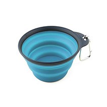 Dexas Popware 반려동물 접이식 여행용 컵 스몰 그레이/블루 501592, Small, Gray/Blue