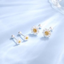 은귀걸이 925 실버 순은 꽃잎 원터치 링귀걸이 진주 취직 화이트데이 생일 대행사 여친 기념일 졸업 말발굽 아내 커플 신혼부부
