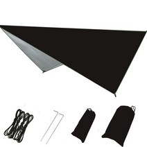 hammock rain fly tent tarp 방수 방풍 캠핑 대피소 sunshade 휴대용 비치 태양 대피소 캠핑 텐트, 검은 색, 230x140cm