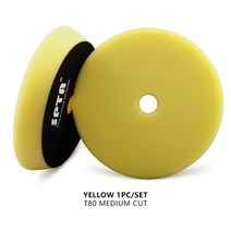 SPTA 폴리셔 단일 3 인치80mm/5인치125mm/6인치150mm 자동차 버핑 광택패드 DA/RO/GA 폴리셔용 T형 스폰지, 1 Yellow Medium Cut_3 Inch(80m
