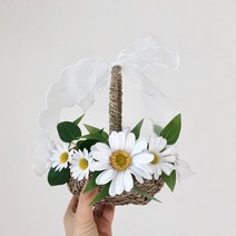 화동바구니 예동 예물교환전달 반지 링베어러 결혼식 꽃바구니 부활절 계란 화동소품, M + 화이트 꽃잎 100장