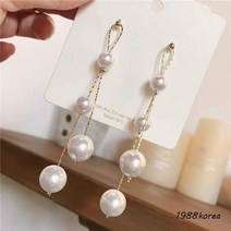2021 새로운 925 실버 바늘 한국 동대문 진주 귀걸이 술 우아한 색상 유지 귀걸이 여성용 귀걸이, 긴 술 흰색