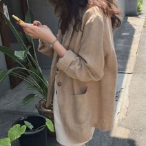 캐주얼 여성 패션 봄가을 린넨 자켓 점퍼 나들이 코디