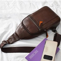 천연 소가죽 앞으로 옆으로 매는 가방 남자 가죽 슬링백 여행 보조 메신저 크로스백 가방