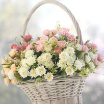 미니소국부쉬 조화 인조꽃 인테리어 소품장식, 핑크