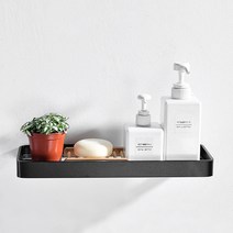 21세기트랜드 화장실리모델링 욕실선반 모음, 1개, 가-02 스퀘어 유리 무타공 소품선반 35cm 블랙