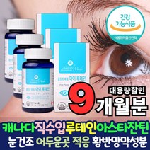 캐나다직수입 루테인 아스타잔틴 9개월분 눈영양제 식약청 식약처 인증 인정 메리골드 마리골드 꽃 눈 노화 황반 망막 각막 눈 개선 아스티잔틴 아스타잔티 중금속없는 헤마토코쿠스