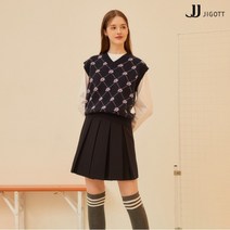 [JJ지고트(JJ JIGOTT)] (JJ지고트) 플랩 장식 배색 플리츠 스커트 GM9P0S