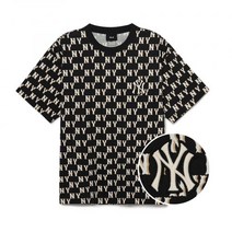 MLB 클래식 모노그램 전판패턴 반팔 티셔츠 NY (Black)