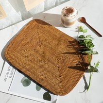 인도네시아 프리미엄 라탄 네모 촘촘 매트 38.8cm