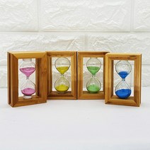 대나무 모래시계 약3분 원목모래시계 아날로그타이머, 옐로우