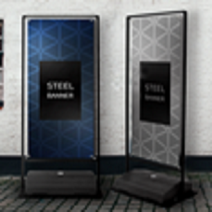 행복한출력소 철제 코너 배너 거치대 실외용 (단면 양면 겸용), 1개, 대형 코너 거치대+매쉬 2장(디자인 요청)