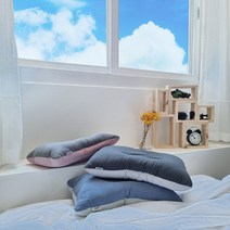 코튼샤워 통째로 빨아쓰는 기능성 경추 숙면 투톤 베개, 차콜/라이트그레이