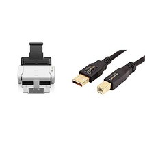Brother ads-2200 문서 스캐너 데스크탑(듀플렉스 화이트 및 Amazon Basics 포함) USB 2.0 프린터 케이블 A Male to B Male 3m -12283, 하나의