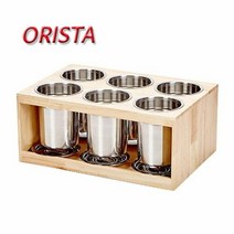 오리스타 실용적인 우드 큐브1호6구 탕비실 빨대 종이컵 거치대, 1호6구