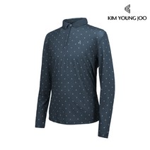 김영주골프 남성 로고 나염 지퍼 카라 티셔츠