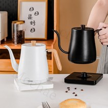 Mochae 전기주전자 전기포트 스텐 주전자 가정용 사무실 포터블 커피포트 1L, 화이트