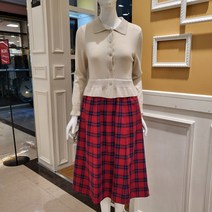 BCBG 비씨비지 봄신상품22 메탈릭 체크 원피스