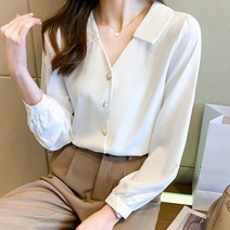 여성 데일리 브이넥 블라우스 하늘비즈 C10 V047R200