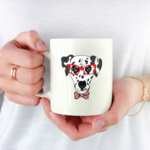 [마이월플레이즈] 로고머그컵 소량머그컵제작 선물 안경쓴 달마시안, 디자인위치:양쪽