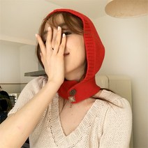 에이원스토어 니트 바라클라바 겨울 방한 넥워머 후드 모자, 레드