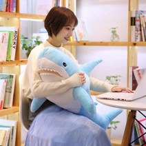 상어인형 모찌 애착 봉제 베개 큰 부드러운 시뮬레이션 귀여운 플러시 장난감 카와이 소년, 140cm, 하늘색