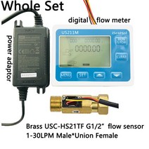 USC-HS21TF 유량계 물 디지털 홀 센서 리더 황동 유니온 1-30L/min 터빈, 01 whole set