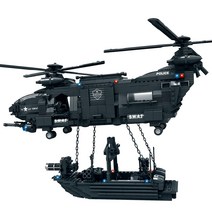경찰 SWAT 레고 밀리터리 피규어 수송헬기 작전트럭 KC인증 국내배송, 경찰SWAT 수송헬기