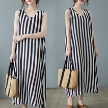 빅사이즈 여성의류 세로 골지 민소매나시 원피스 여름 2022 돌돌이 롱 슬림핏