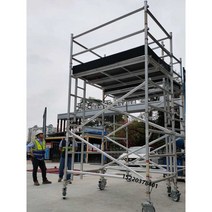 강관비계 비계 시스템 이동식 작업대 조립식 4.2m, 4.2m+가드레일+중하중 바퀴+대각선 지지대