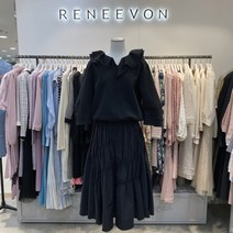 레니본 배색러플양면티셔츠(RE21B4ST702 BK)
