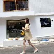 ASMANNA 하프기장 외 가디건 코트 꽃잎 단추 빅포켓 심플 맟춤제작 러플 원피스