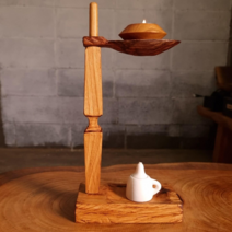 나무할배 토종느티나무 등잔 카페인테리어소품 빈티지 캔들홀더 받침, 단품