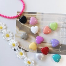 [1개]관통형 18mm 세로형 아크릴 코팅 하트 3-505비즈목걸이 팬던트 취미 DIY, 그린