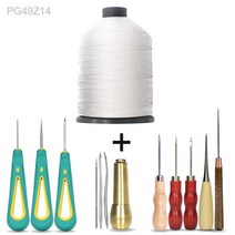 봉제 도구 키트 대형 0.8mm 라운드 왁스 스레드 및 다양한 송곳 가죽 슈 메이커 신발 가방 스티칭 수리 페네트레이트 솔, [01] Silicone Awl 3Pcs