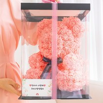 [MAIEV] 비누꽃 로즈베어 장미곰돌이 생일 기념일 여자친구선물 고급선물패키지, [스몰] 레드