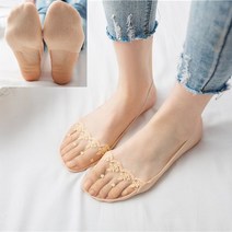 하프삭스 발바닥 면 발등 레이스 끈덧신 여성 슬링백 페이크삭스 5켤레 세트