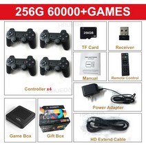 조이스틱 게임패드 G11 프로 게임 박스 비디오 콘솔 256G 내장 60000 레트로 2.4G 무선 패드 4K HD TV PS1/GBA, [06] 256G 4P With Box, [04] 미국