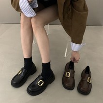 로퍼 잉글리쉬 슈즈 빈티지 메탈 버클 봄신상 단화 굽높이 원터치 스니커즈 진가죽 플랫 슈즈 가을겨울신상 매치 앤티크