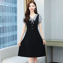 무드 원피스 여 여름 브랜드 올 핫 트렌드 감령 반팔 인형 칼라 작은 스커트