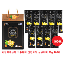 고흥 유자 스틱 꿀유자차 간편소포장 30g x 100 개입, 100포, 30ml