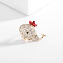 쉽고빠른직구 왕관 고래 브로치 악세사리 옷핀 정장 고래뱃지 생일 기념일 친구 여친 선물